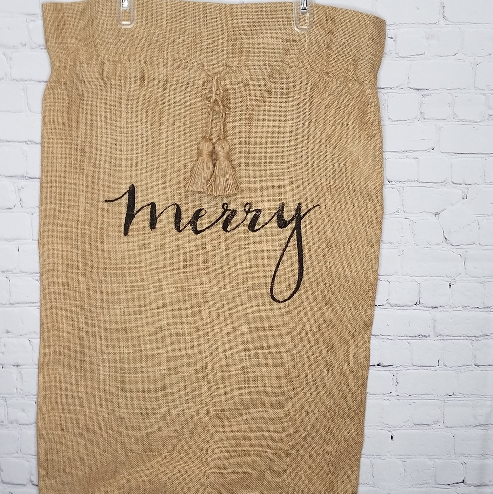 Ballard Jute Bag MERRY 22" x 21.5 " Drawstring